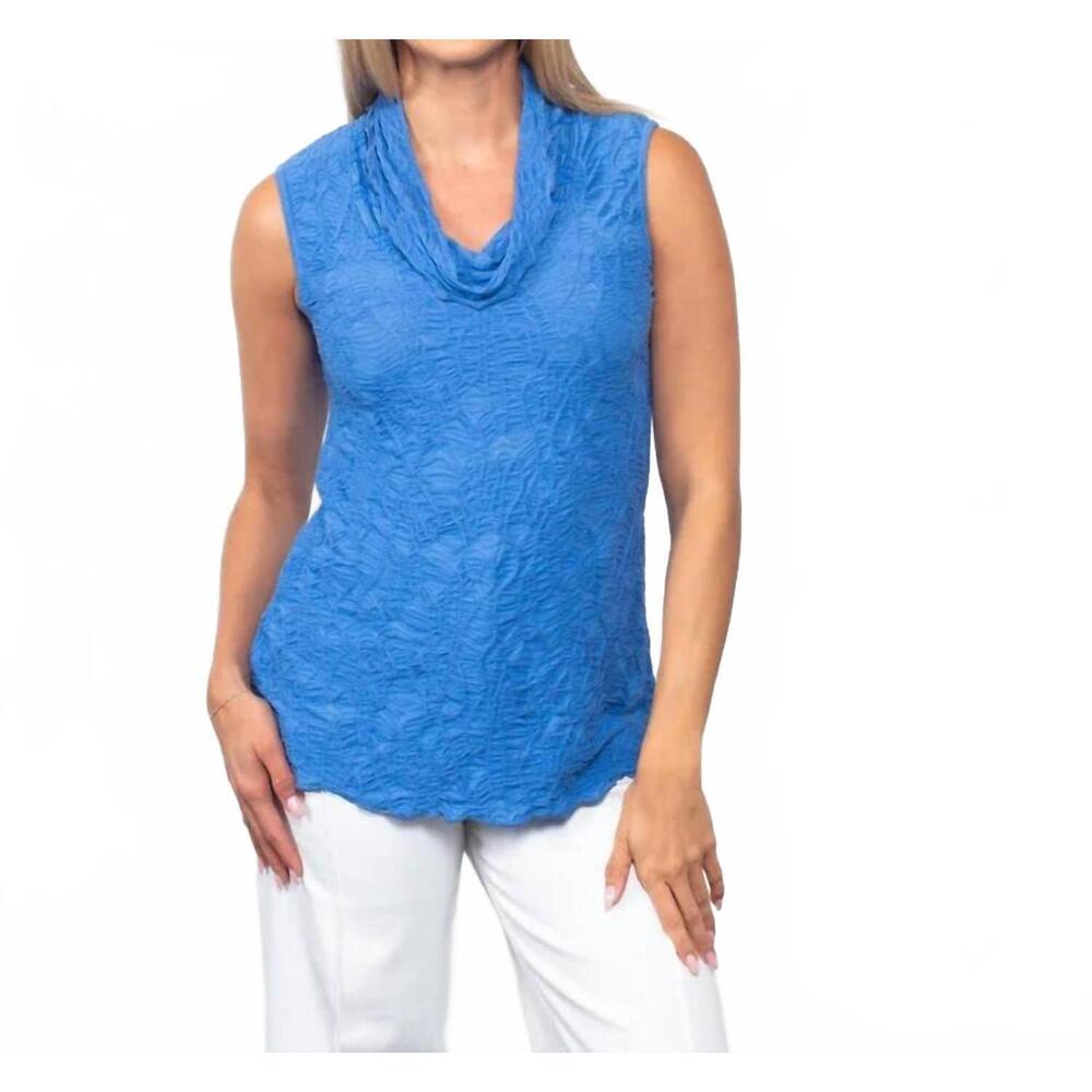 NEW SNO SKINS cowl neck sleeveless top in periwinkle